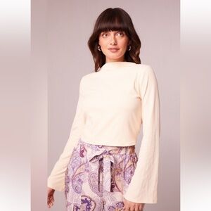 Band of the Free Avril Cream Mock Neck Crop Top Size Large NWT